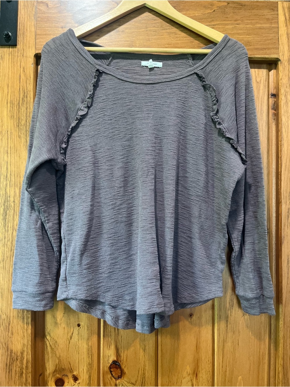 Women’s Long Sleeve Ruffle Trim Top - Dusty Purple